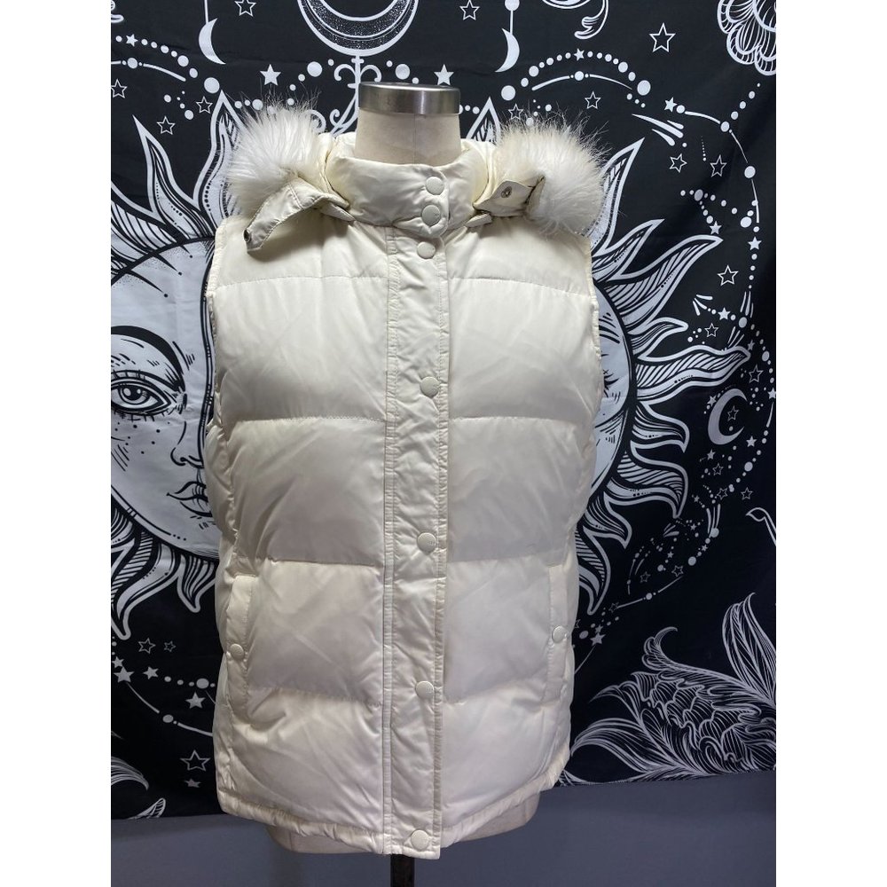 GAP Cream Hooded Puffer Vest